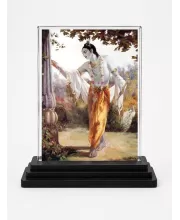 Hindu Deity Acrylic Car Dashboard Showpiece | Double-Sided Hindu Deity Photo Stand | 3 X 4 Inch Photo | Transparent Acrylic Frame With Black Base | Car Dashboard, Office & Table Decor (F70691)