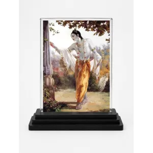 Hindu Deity Acrylic Car Dashboard Showpiece | Double-Sided Hindu Deity Photo Stand | 3 X 4 Inch Photo | Transparent Acrylic Frame With Black Base | Car Dashboard, Office & Table Decor (F70691)