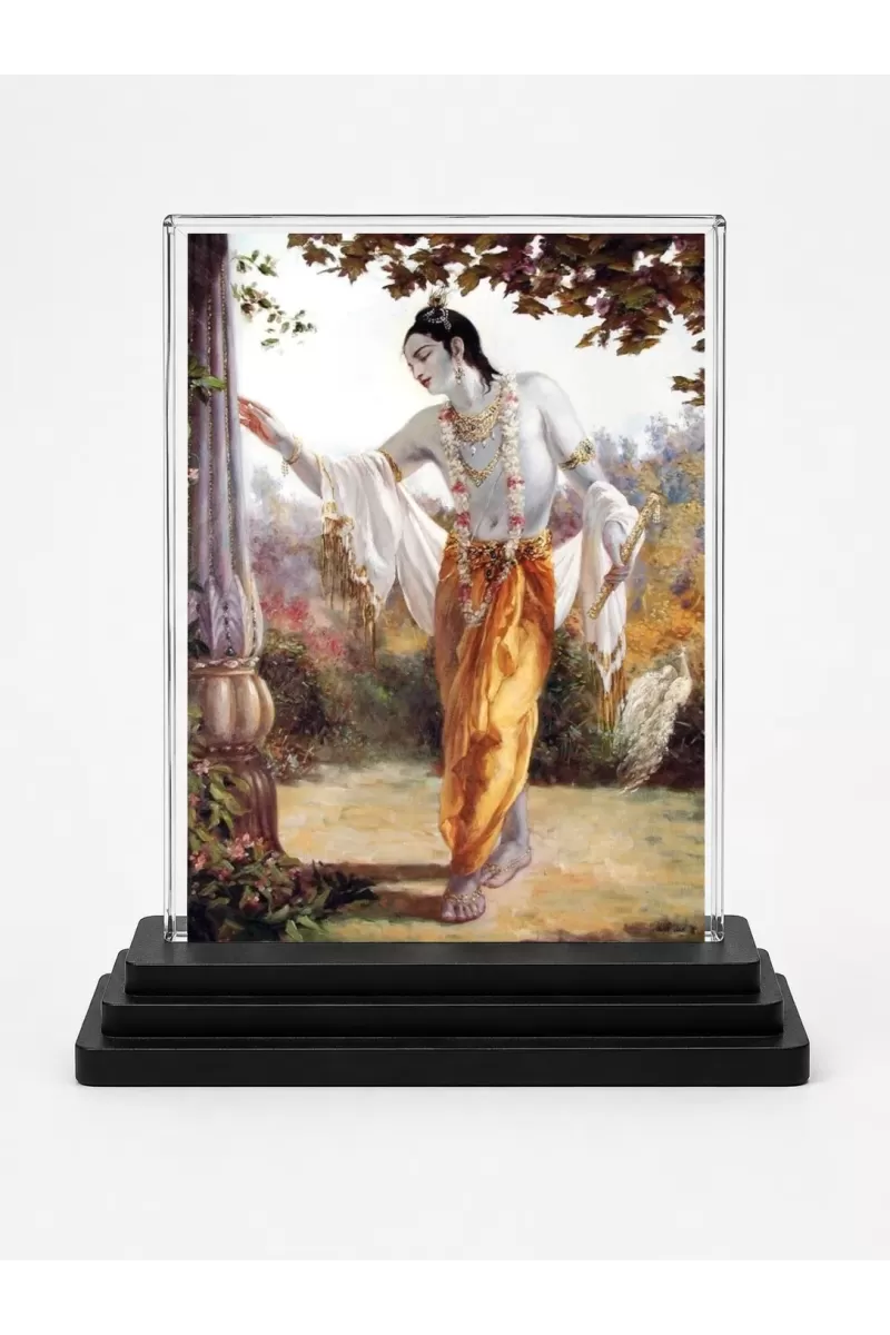 Hindu Deity Acrylic Car Dashboard Showpiece | Double-Sided Hindu Deity Photo Stand | 3 X 4 Inch Photo | Transparent Acrylic Frame With Black Base | Car Dashboard, Office & Table Decor (F70691)