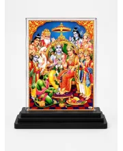Ram Darbar Acrylic Car Dashboard Showpiece | Double-Sided Ram Darbar Photo Stand | 3 X 4 Inch Photo | Transparent Acrylic Frame With Black Base | Car Dashboard, Office & Table Decor (F70695)
