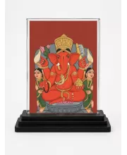 Hindu Deity Acrylic Car Dashboard Showpiece | Double-Sided Hindu Deity Photo Stand | 3 X 4 Inch Photo | Transparent Acrylic Frame With Black Base | Car Dashboard, Office & Table Decor (F70699)