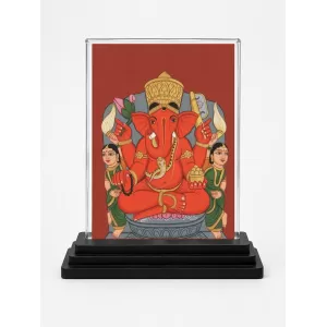 Hindu Deity Acrylic Car Dashboard Showpiece | Double-Sided Hindu Deity Photo Stand | 3 X 4 Inch Photo | Transparent Acrylic Frame With Black Base | Car Dashboard, Office & Table Decor (F70699)