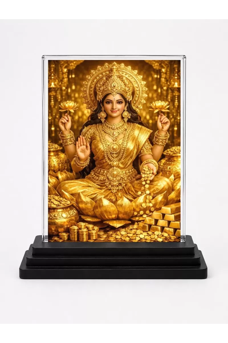 Lord Vishnu Acrylic Car Dashboard Showpiece | Double-Sided Lord Vishnu Photo Stand | 3 X 4 Inch Photo | Transparent Acrylic Frame With Black Base | Car Dashboard, Office & Table Decor (F70700)
