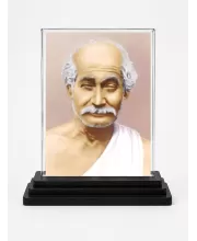 Lahiri Mahasaya Acrylic Car Dashboard Showpiece | Double-Sided Lahiri Mahasaya Photo Stand | 3 X 4 Inch Photo | Transparent Acrylic Frame With Black Base | Car Dashboard, Office & Table Decor (F70701)