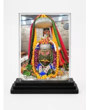 Mahakal Acrylic Car Dashboard Showpiece | Double-Sided Mahakal Photo Stand | 3 X 4 Inch Photo | Transparent Acrylic Frame With Black Base | Car Dashboard, Office & Table Decor (F70702)
