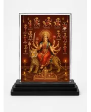 Maa Anandamoyee Acrylic Car Dashboard Showpiece | Double-Sided Maa Anandamoyee Photo Stand | 3 X 4 Inch Photo | Transparent Acrylic Frame With Black Base | Car Dashboard, Office & Table Decor (F70703)
