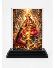 Hindu Deity Acrylic Car Dashboard Showpiece | Double-Sided Hindu Deity Photo Stand | 3 X 4 Inch Photo | Transparent Acrylic Frame With Black Base | Car Dashboard, Office & Table Decor (F70705)