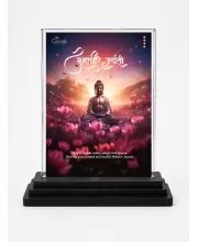Mahavira Acrylic Car Dashboard Showpiece | Double-Sided Mahavira Photo Stand | 3 X 4 Inch Photo | Transparent Acrylic Frame With Black Base | Car Dashboard, Office & Table Decor (F70711)