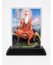 Maharishi Veda Vyasa Acrylic Car Dashboard Showpiece | Double-Sided Maharishi Veda Vyasa Photo Stand | 3 X 4 Inch Photo | Transparent Acrylic Frame With Black Base | Car Dashboard, Office & Table Decor (F70715)