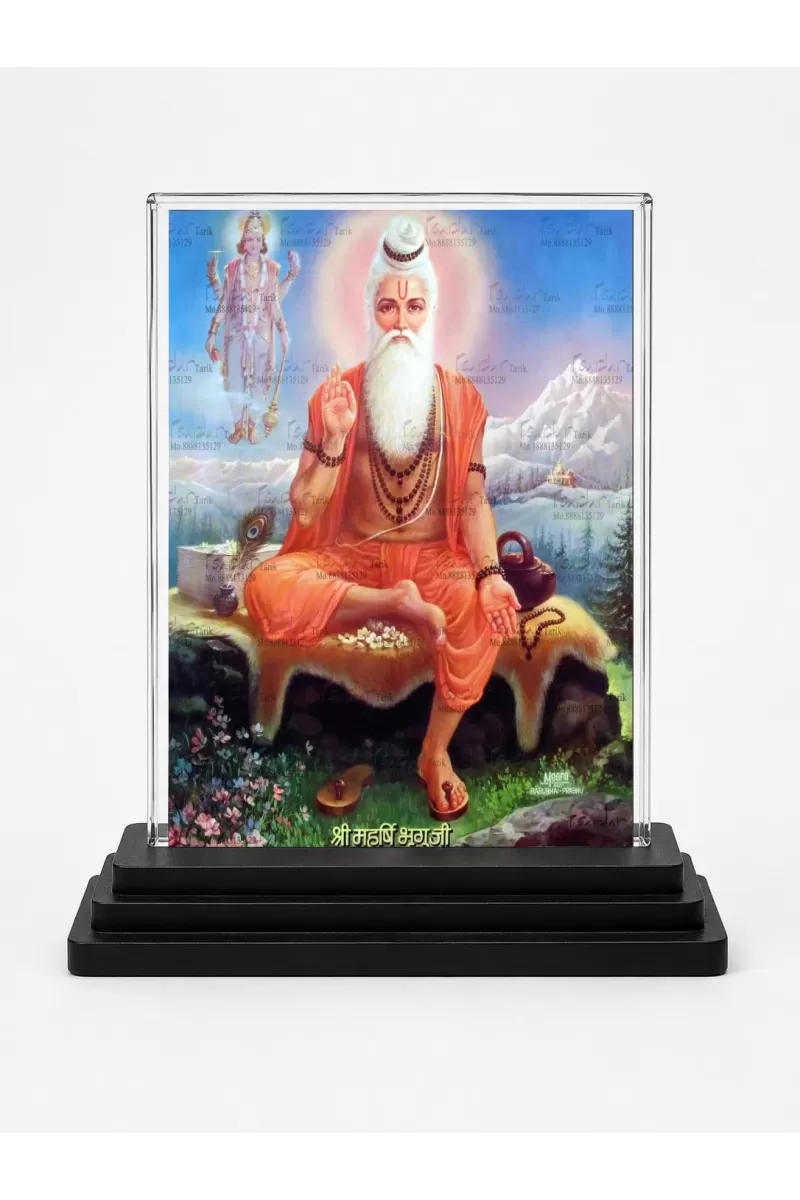 Maharishi Veda Vyasa Acrylic Car Dashboard Showpiece | Double-Sided Maharishi Veda Vyasa Photo Stand | 3 X 4 Inch Photo | Transparent Acrylic Frame With Black Base | Car Dashboard, Office & Table Decor (F70715)