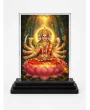 Hindu Deity Acrylic Car Dashboard Showpiece | Double-Sided Hindu Deity Photo Stand | 3 X 4 Inch Photo | Transparent Acrylic Frame With Black Base | Car Dashboard, Office & Table Decor (F70720)