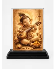 Hindu Deity Acrylic Car Dashboard Showpiece | Double-Sided Hindu Deity Photo Stand | 3 X 4 Inch Photo | Transparent Acrylic Frame With Black Base | Car Dashboard, Office & Table Decor (F70721)