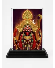 Maa Kali Acrylic Car Dashboard Showpiece | Double-Sided Maa Kali Photo Stand | 3 X 4 Inch Photo | Transparent Acrylic Frame With Black Base | Car Dashboard, Office & Table Decor (F70728)