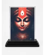 Hindu Deity Acrylic Car Dashboard Showpiece | Double-Sided Hindu Deity Photo Stand | 3 X 4 Inch Photo | Transparent Acrylic Frame With Black Base | Car Dashboard, Office & Table Decor (F70730)