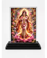 Lakshmi Acrylic Car Dashboard Showpiece | Double-Sided Lakshmi Photo Stand | 3 X 4 Inch Photo | Transparent Acrylic Frame With Black Base | Car Dashboard, Office & Table Decor (F70732)