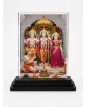 Hindu Deity Acrylic Car Dashboard Showpiece | Double-Sided Hindu Deity Photo Stand | 3 X 4 Inch Photo | Transparent Acrylic Frame With Black Base | Car Dashboard, Office & Table Decor (F70733)