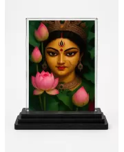 Hindu Deity Acrylic Car Dashboard Showpiece | Double-Sided Hindu Deity Photo Stand | 3 X 4 Inch Photo | Transparent Acrylic Frame With Black Base | Car Dashboard, Office & Table Decor (F70734)