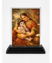 Baby Devi Acrylic Car Dashboard Showpiece | Double-Sided Baby Devi Photo Stand | 3 X 4 Inch Photo | Transparent Acrylic Frame With Black Base | Car Dashboard, Office & Table Decor (F70736)