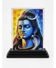 Lord Shiva Acrylic Car Dashboard Showpiece | Double-Sided Lord Shiva Photo Stand | 3 X 4 Inch Photo | Transparent Acrylic Frame With Black Base | Car Dashboard, Office & Table Decor (F70744)