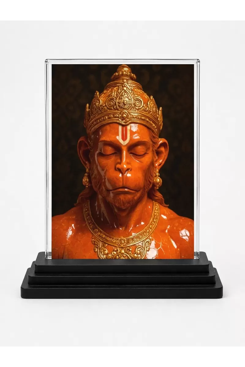 Hindu Deity Acrylic Car Dashboard Showpiece | Double-Sided Hindu Deity Photo Stand | 3 X 4 Inch Photo | Transparent Acrylic Frame With Black Base | Car Dashboard, Office & Table Decor (F70745)