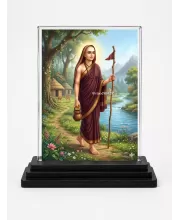 Hanuman Acrylic Car Dashboard Showpiece | Double-Sided Hanuman Photo Stand | 3 X 4 Inch Photo | Transparent Acrylic Frame With Black Base | Car Dashboard, Office & Table Decor (F70746)
