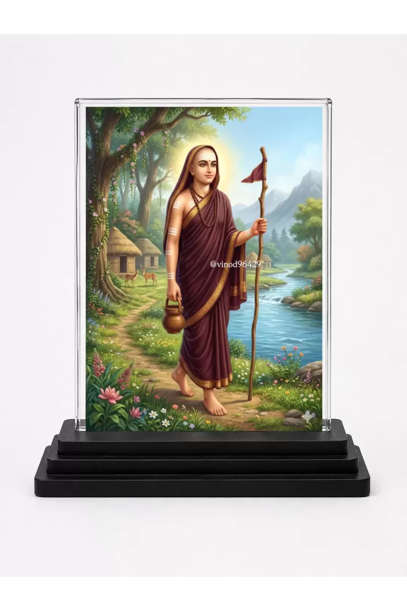 Hanuman Acrylic Car Dashboard Showpiece | Double-Sided Hanuman Photo Stand | 3 X 4 Inch Photo | Transparent Acrylic Frame With Black Base | Car Dashboard, Office & Table Decor (F70746)