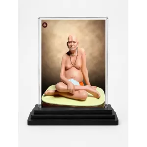 Railanga Swami Acrylic Car Dashboard Showpiece | Double-Sided Railanga Swami Photo Stand | 3 X 4 Inch Photo | Transparent Acrylic Frame With Black Base | Car Dashboard, Office & Table Decor (F70747)