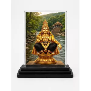 Hindu Deity Acrylic Car Dashboard Showpiece | Double-Sided Hindu Deity Photo Stand | 3 X 4 Inch Photo | Transparent Acrylic Frame With Black Base | Car Dashboard, Office & Table Decor (F70748)