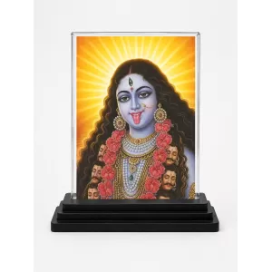Hindu Deity Acrylic Car Dashboard Showpiece | Double-Sided Hindu Deity Photo Stand | 3 X 4 Inch Photo | Transparent Acrylic Frame With Black Base | Car Dashboard, Office & Table Decor (F70749)