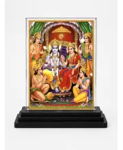 Hindu Deity Acrylic Car Dashboard Showpiece | Double-Sided Hindu Deity Photo Stand | 3 X 4 Inch Photo | Transparent Acrylic Frame With Black Base | Car Dashboard, Office & Table Decor (F70756)