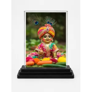Laddu Gopal Acrylic Car Dashboard Showpiece | Double-Sided Laddu Gopal Photo Stand | 3 X 4 Inch Photo | Transparent Acrylic Frame With Black Base | Car Dashboard, Office & Table Decor (F70758) Laddu Gopal Acrylic Car Dashboard Showpiece | Double-Sided Laddu Gopal Photo Stand | 3 X 4 Inch Photo | Transparent Acrylic Frame With Black Base | Car Dashboard, Office & Table Decor (F70758)
