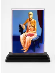 Saraswati Acrylic Car Dashboard Showpiece | Double-Sided Saraswati Photo Stand | 3 X 4 Inch Photo | Transparent Acrylic Frame With Black Base | Car Dashboard, Office & Table Decor (F70759)