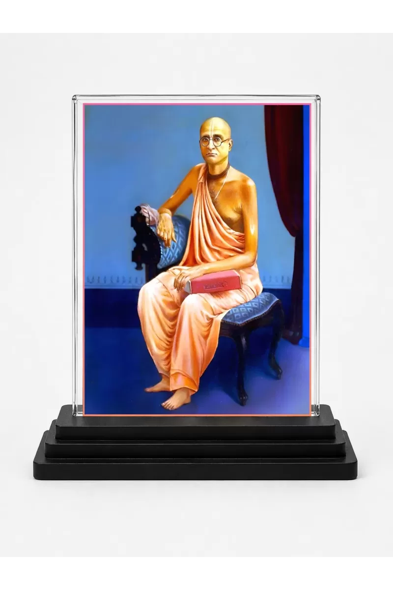 Saraswati Acrylic Car Dashboard Showpiece | Double-Sided Saraswati Photo Stand | 3 X 4 Inch Photo | Transparent Acrylic Frame With Black Base | Car Dashboard, Office & Table Decor (F70759)