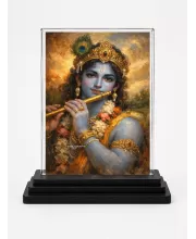 Hindu Deity Acrylic Car Dashboard Showpiece | Double-Sided Hindu Deity Photo Stand | 3 X 4 Inch Photo | Transparent Acrylic Frame With Black Base | Car Dashboard, Office & Table Decor (F70760)
