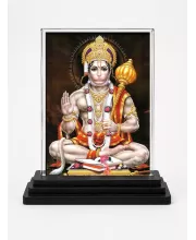Hanuman Acrylic Car Dashboard Showpiece | Double-Sided Hanuman Photo Stand | 3 X 4 Inch Photo | Transparent Acrylic Frame With Black Base | Car Dashboard, Office & Table Decor (F70761)