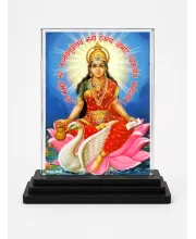 Hindu Goddess Acrylic Car Dashboard Showpiece | Double-Sided Hindu Goddess Photo Stand | 3 X 4 Inch Photo | Transparent Acrylic Frame With Black Base | Car Dashboard, Office & Table Decor (F70764)