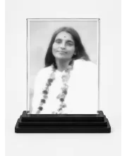Anandamayi Ma Acrylic Car Dashboard Showpiece | Double-Sided Anandamayi Ma Photo Stand | 3 X 4 Inch Photo | Transparent Acrylic Frame With Black Base | Car Dashboard, Office & Table Decor (F70765)