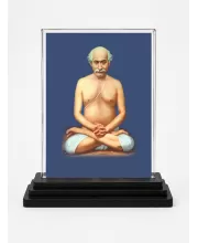 Lahiri Mahasaya Acrylic Car Dashboard Showpiece | Double-Sided Lahiri Mahasaya Photo Stand | 3 X 4 Inch Photo | Transparent Acrylic Frame With Black Base | Car Dashboard, Office & Table Decor (F70767)
