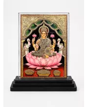 Hindu Goddess Acrylic Car Dashboard Showpiece | Double-Sided Hindu Goddess Photo Stand | 3 X 4 Inch Photo | Transparent Acrylic Frame With Black Base | Car Dashboard, Office & Table Decor (F70768)
