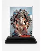 Railanga Swami Acrylic Car Dashboard Showpiece | Double-Sided Railanga Swami Photo Stand | 3 X 4 Inch Photo | Transparent Acrylic Frame With Black Base | Car Dashboard, Office & Table Decor (F70769)