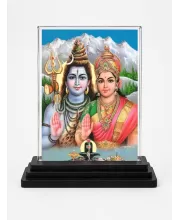 Parvati Acrylic Car Dashboard Showpiece | Double-Sided Parvati Photo Stand | 3 X 4 Inch Photo | Transparent Acrylic Frame With Black Base | Car Dashboard, Office & Table Decor (F70770)