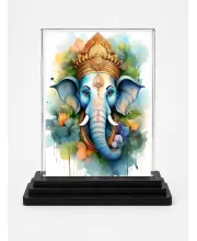 Hindu Deity Acrylic Car Dashboard Showpiece | Double-Sided Hindu Deity Photo Stand | 3 X 4 Inch Photo | Transparent Acrylic Frame With Black Base | Car Dashboard, Office & Table Decor (F70771)
