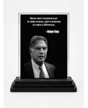 Ratan Tata Quotes Acrylic Car Dashboard Showpiece | Double-Sided Ratan Tata Quotes Photo Stand | 3 X 4 Inch Photo | Transparent Acrylic Frame With Black Base | Car Dashboard, Office & Table Decor (F70774)