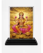 Hindu Deity Acrylic Car Dashboard Showpiece | Double-Sided Hindu Deity Photo Stand | 3 X 4 Inch Photo | Transparent Acrylic Frame With Black Base | Car Dashboard, Office & Table Decor (F70775)