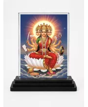Hindu Deity Acrylic Car Dashboard Showpiece | Double-Sided Hindu Deity Photo Stand | 3 X 4 Inch Photo | Transparent Acrylic Frame With Black Base | Car Dashboard, Office & Table Decor (F70776)