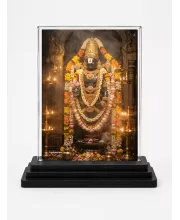 Hindu Deity Acrylic Car Dashboard Showpiece | Double-Sided Hindu Deity Photo Stand | 3 X 4 Inch Photo | Transparent Acrylic Frame With Black Base | Car Dashboard, Office & Table Decor (F70778)