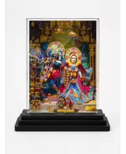Hindu Deity Acrylic Car Dashboard Showpiece | Double-Sided Hindu Deity Photo Stand | 3 X 4 Inch Photo | Transparent Acrylic Frame With Black Base | Car Dashboard, Office & Table Decor (F70780)