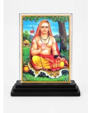 Adi Shankaracharya Acrylic Car Dashboard Showpiece | Double-Sided Adi Shankaracharya Photo Stand | 3 X 4 Inch Photo | Transparent Acrylic Frame With Black Base | Car Dashboard, Office & Table Decor (F70781)