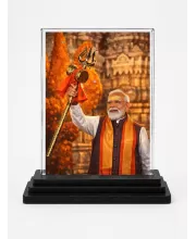 Modi Acrylic Car Dashboard Showpiece | Double-Sided Modi Photo Stand | 3 X 4 Inch Photo | Transparent Acrylic Frame With Black Base | Car Dashboard, Office & Table Decor (F70783)