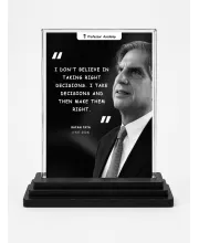 Ratan Tata Quotes Acrylic Car Dashboard Showpiece | Double-Sided Ratan Tata Quotes Photo Stand | 3 X 4 Inch Photo | Transparent Acrylic Frame With Black Base | Car Dashboard, Office & Table Decor (F70785)